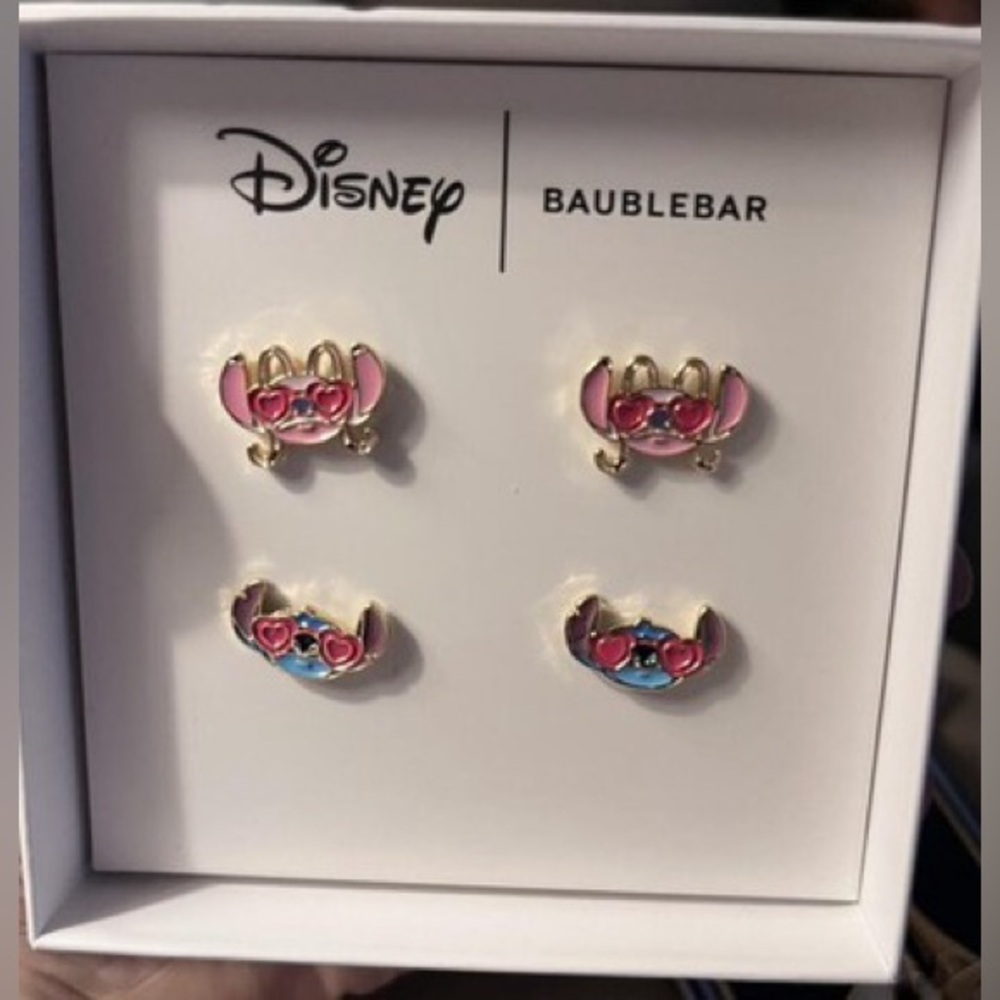 BNIB Disney Baublebar Valentine's Day Earrings Stitch & Angel